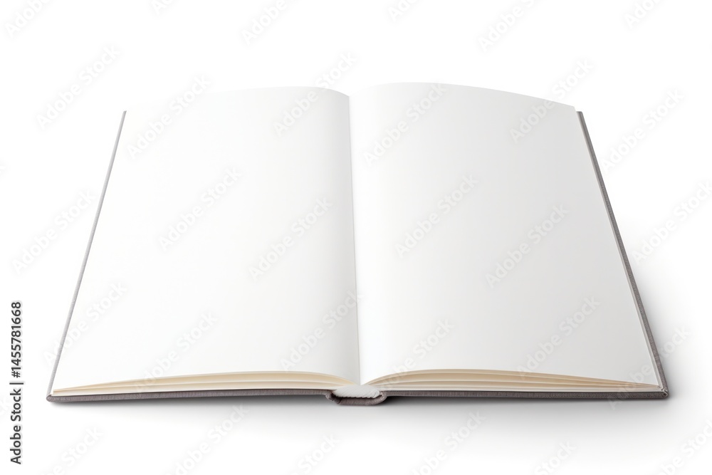 A hardcover blank book standing upright with its pages slightly fanned out, showcasing the thickness of the paper A hardcover blank book standing upright with its pages slightly fanned out, showcasing the thickness of the paper