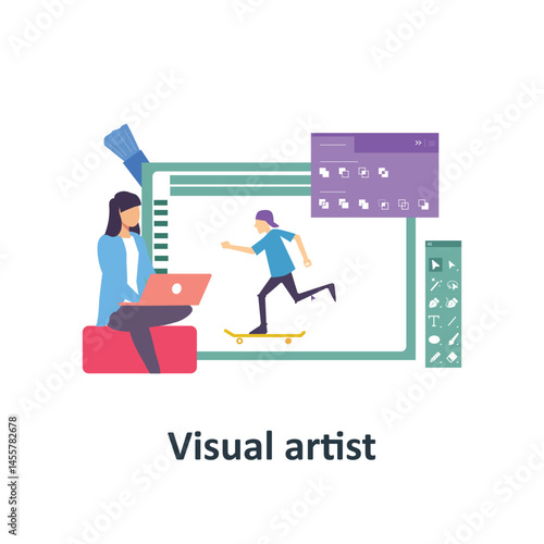 Visual artist Vector illustration which can easily modify or edit