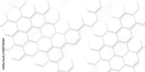 abstract geometric mesh cell texture, abstract hexagon Wall Pattern, 3d rendering illustration. white hexagonal Pattern on minimalist background, modern futuristic wallpaper.