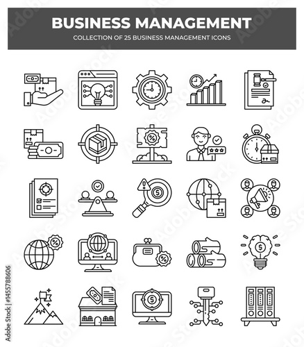 Collection of Business Management Icons: Strategy. Planning. Marketing. and Finance