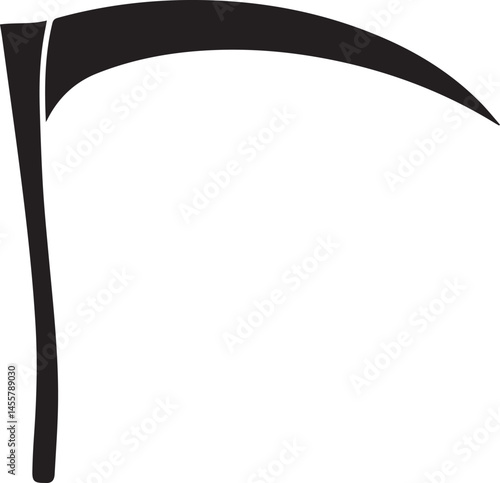 Scythe Silhouette Black Vector | Farming Tool Icon