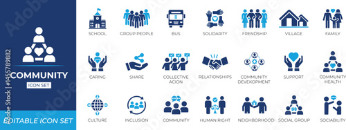 Community icon set. Solid icon collection.