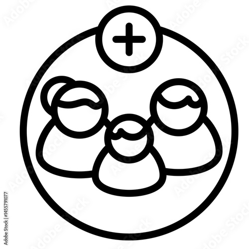 Family Vaccination Vector Line Icon Design