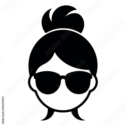stylized icons depicting women with different updo hairstyles and wearing sunglasses