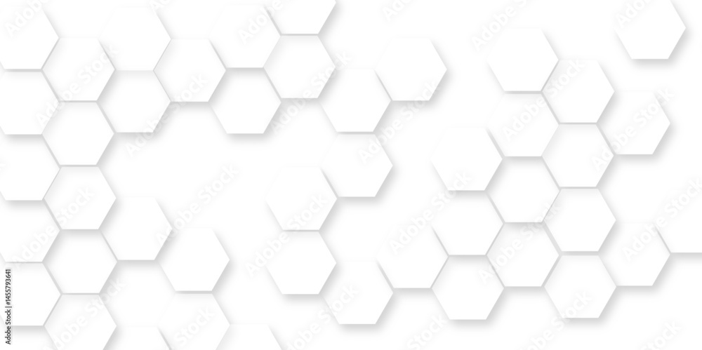 Fototapeta premium Hexagonal white hexagons honeycomb wallpaper.Abstract white hexagon concept background, soft white background, Abstract white hexagon background,Seamless pattern with hexagon. 