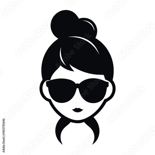stylized icons depicting women with different updo hairstyles and wearing sunglasses