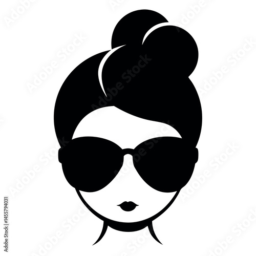 stylized icons depicting women with different updo hairstyles and wearing sunglasses