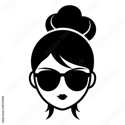 stylized icons depicting women with different updo hairstyles and wearing sunglasses