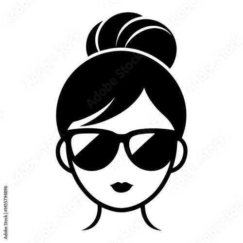 stylized icons depicting women with different updo hairstyles and wearing sunglasses