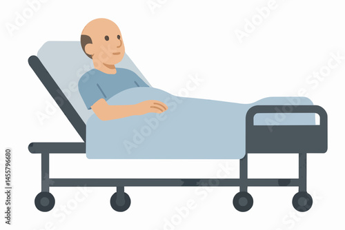 a Patient Lying Comfortably on a Hospital Bed in a Clinic