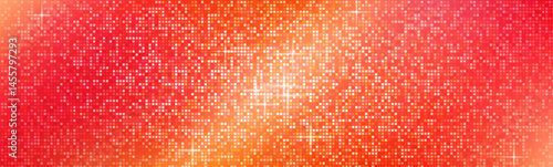 Disco ball mosaic pattern - abstract red glowing square tiles background. Bright shiny glitter effect, sparkling digital pixelated texture. Vibrant backdrop, party decoration vector illustration.