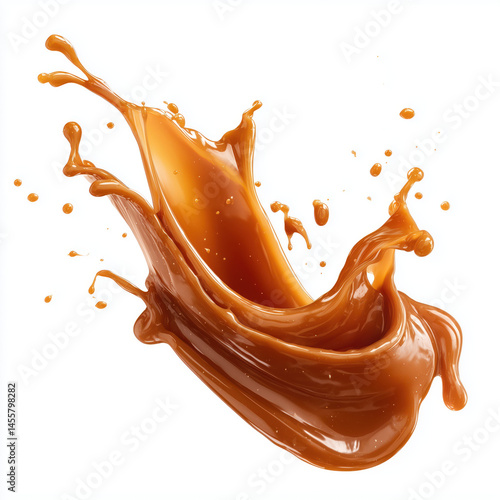 Caramel Liquid Splash: A Sweet and Smooth Beverage , isolated on white background