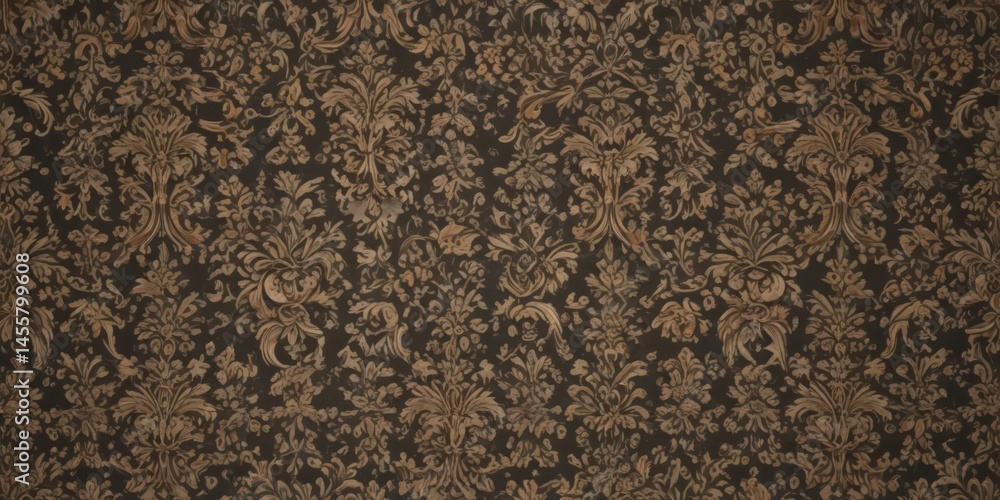 Fototapeta premium Intricate damask wallpaper, rich texture, repeating floral motif , luxury, home decor, gold