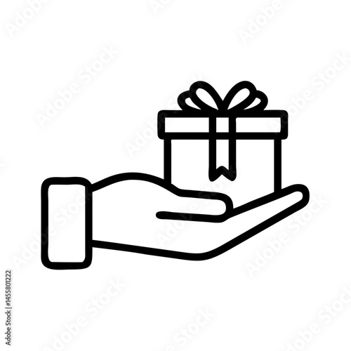 hand with gift box giving benefits on transparent background for web and graphic design
