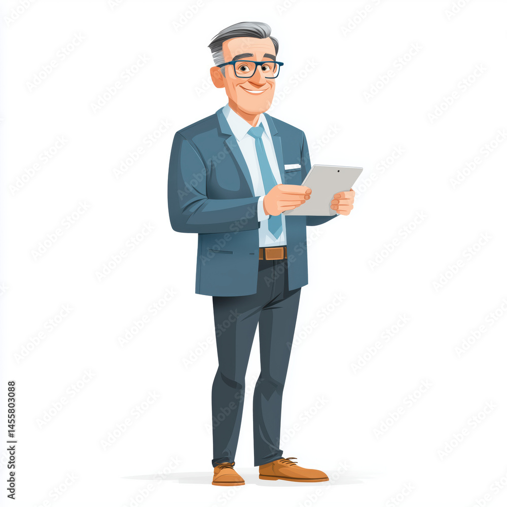 Businessman in a Suit with Tablet - Professional and Confident , isolated on white background Businessman in a Suit with Tablet - Professional and Confident , isolated on white background