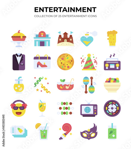 Collection of 25 Entertainment Icons. Party. Fun. Celebration. and More!