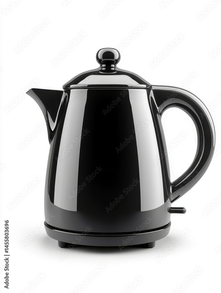 Fototapeta premium Sleek Black Electric Kettle on White Background