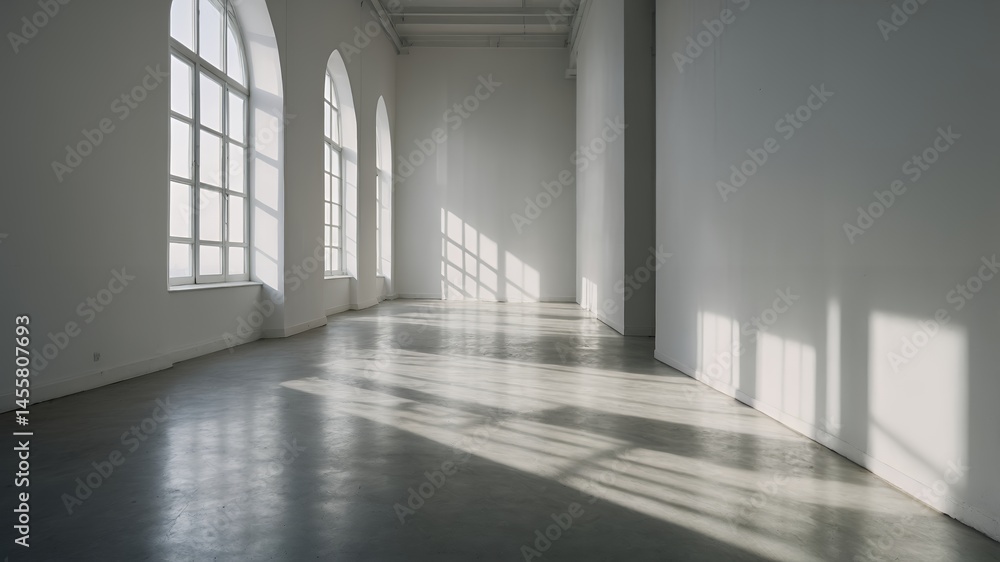 Sunlit Empty Room with Large Windows Minimalist Interior Modern Architecture Sunlit Empty Room with Large Windows Minimalist Interior Modern Architecture