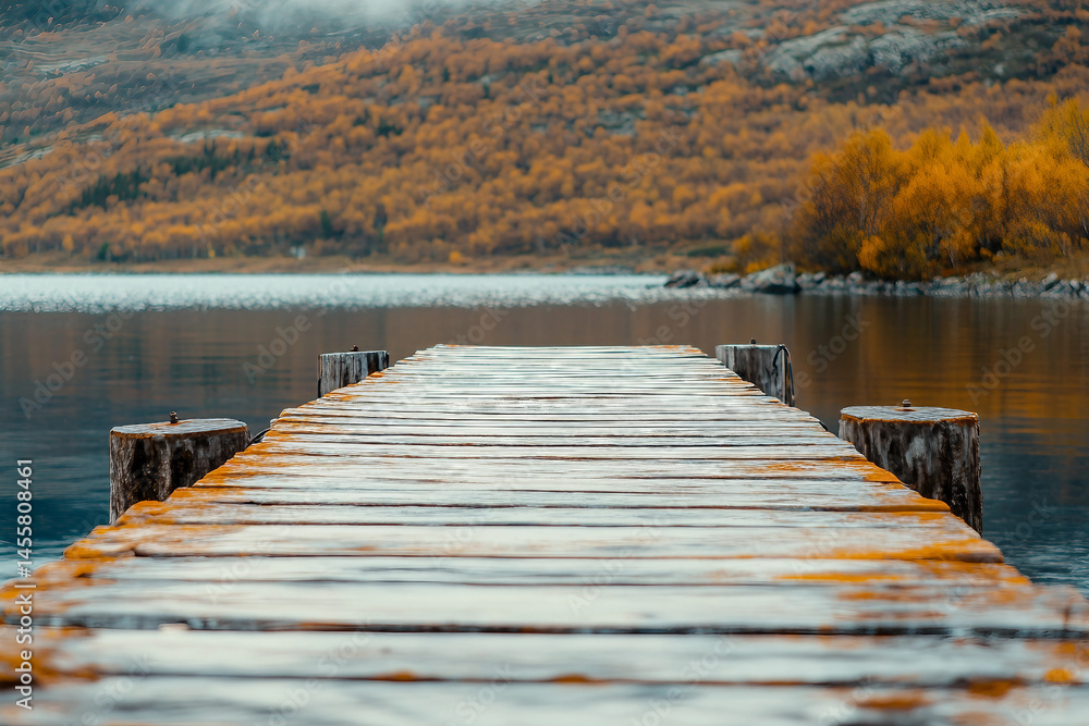 Naklejka premium Empty locations showing wooden bridge generative ai
