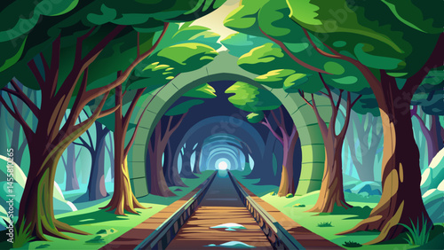 The tunnel of trees curves mysteriously into the distance