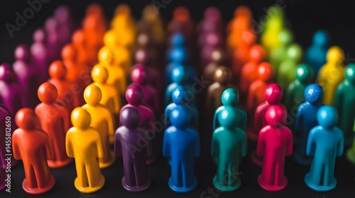 Colorful figures arranged in a diverse group.