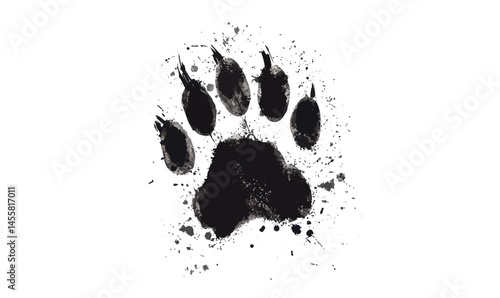 Black Watercolor Cat Paw Print Vector Illustration for Pet Art Lovers