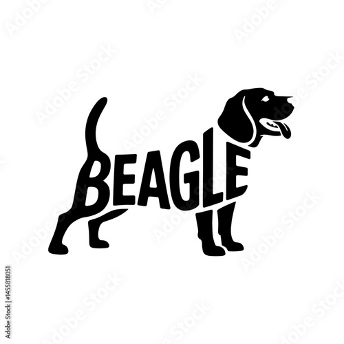 Beagle silhouette design featuring playful typography in a monochrome style ideal for pet lovers and dog enthusiasts