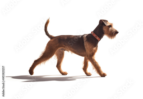 Medium dog walking forward in studio