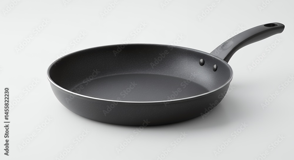 Isolated non stick cooking pan with handle against white background Isolated non stick cooking pan with handle against white background