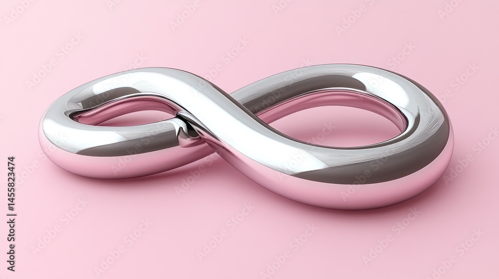 Silver infinity symbol on pink background Silver infinity symbol on pink background