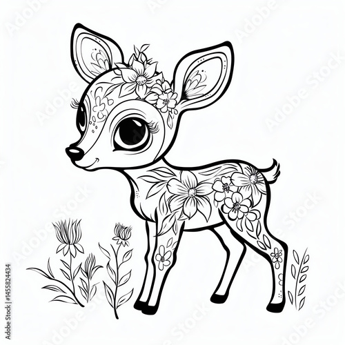 deer vector illustration coloring page