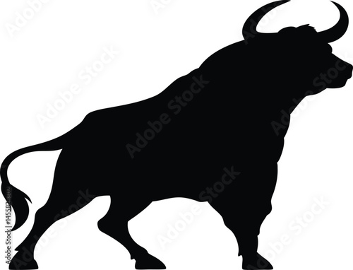 Bull Silhouette Strong Animal Black Vector Icon