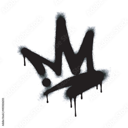 collection of Spray painted graffiti crown sign in black over white. Crown drip symbol. isolated on white background. vector illustration