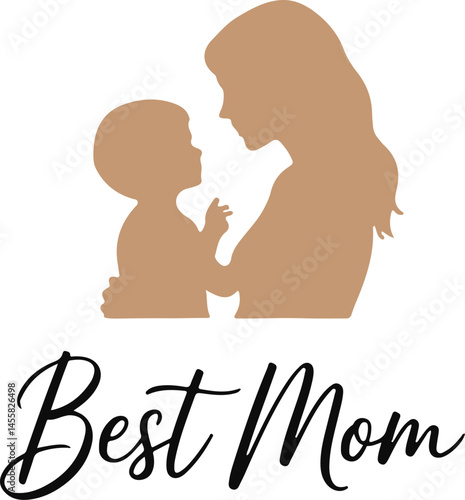 Eternal Bond: A silhouette embodies maternal tenderness and unconditional affection, capturing the pure essence of the "Best Mom" label.