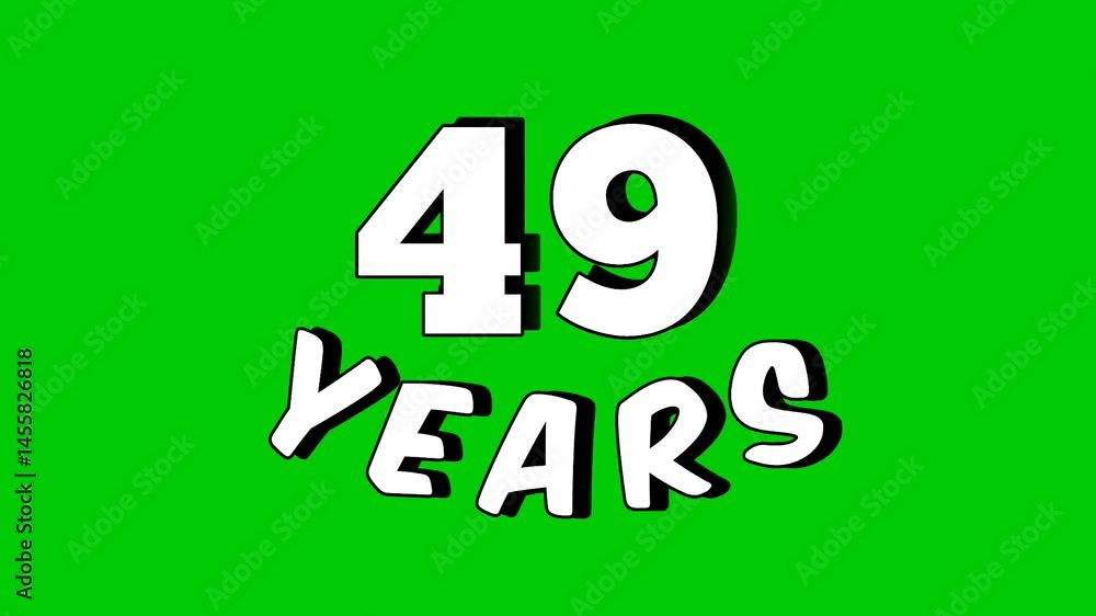 49 years text animation motion graphics cartoon on green screen background.celebration, anniversary, birthday concept for video elements 49 years text animation motion graphics cartoon on green screen background.celebration, anniversary, birthday concept for video elements