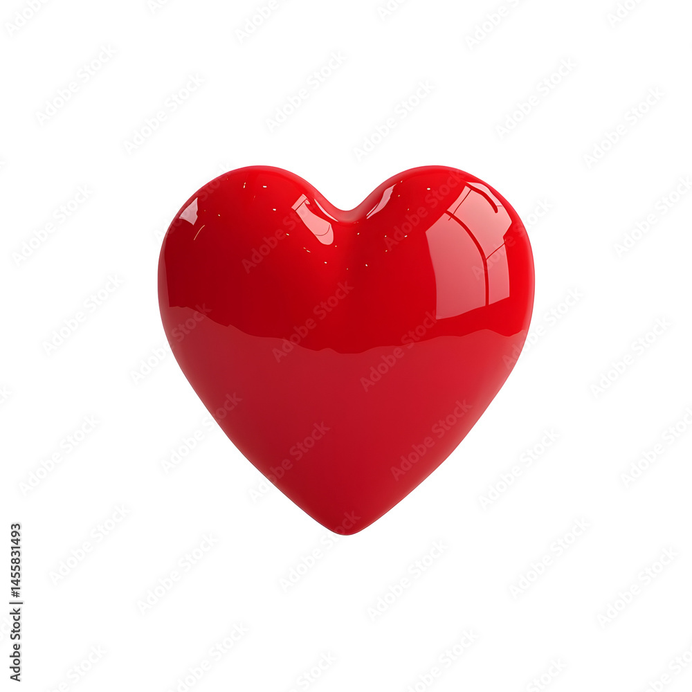 Fototapeta premium Glossy Red Heart Illustration with Stylized Design Elements