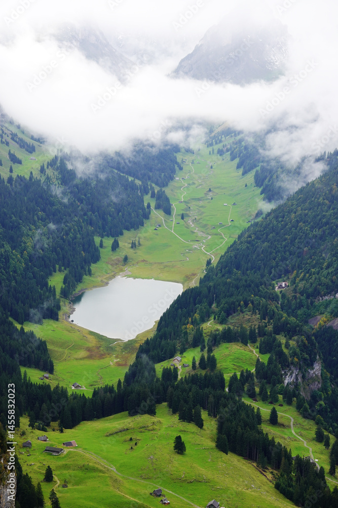 Saemtisersee - Saemtiser lake, mounain lake in the Swiss Alps