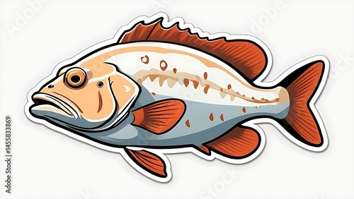 A sticker of a grouper fish featuring a large mouth and prominent head, showcasing its distinctive features.