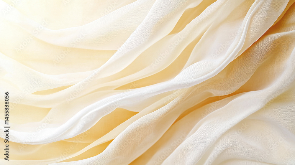 Obraz premium Soft, flowing fabric in shades of cream and white, creating delicate texture. Ideal for backgrounds or fashion design