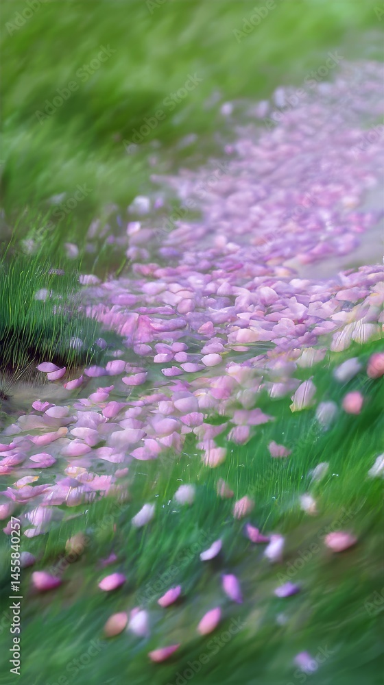 Obraz premium Petals scattered on grass