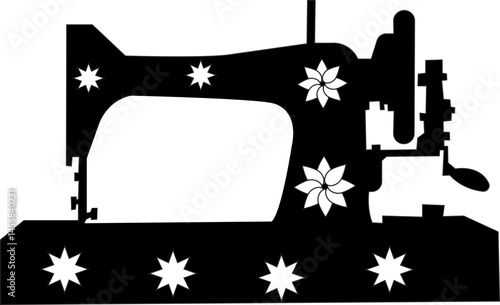 Retro sewing machine icon isolated on white background. Mechanical device for stitching fabric and creating garments. Vintage machine for sewing icon. Old equipment of a dressmaker. isolated transpare