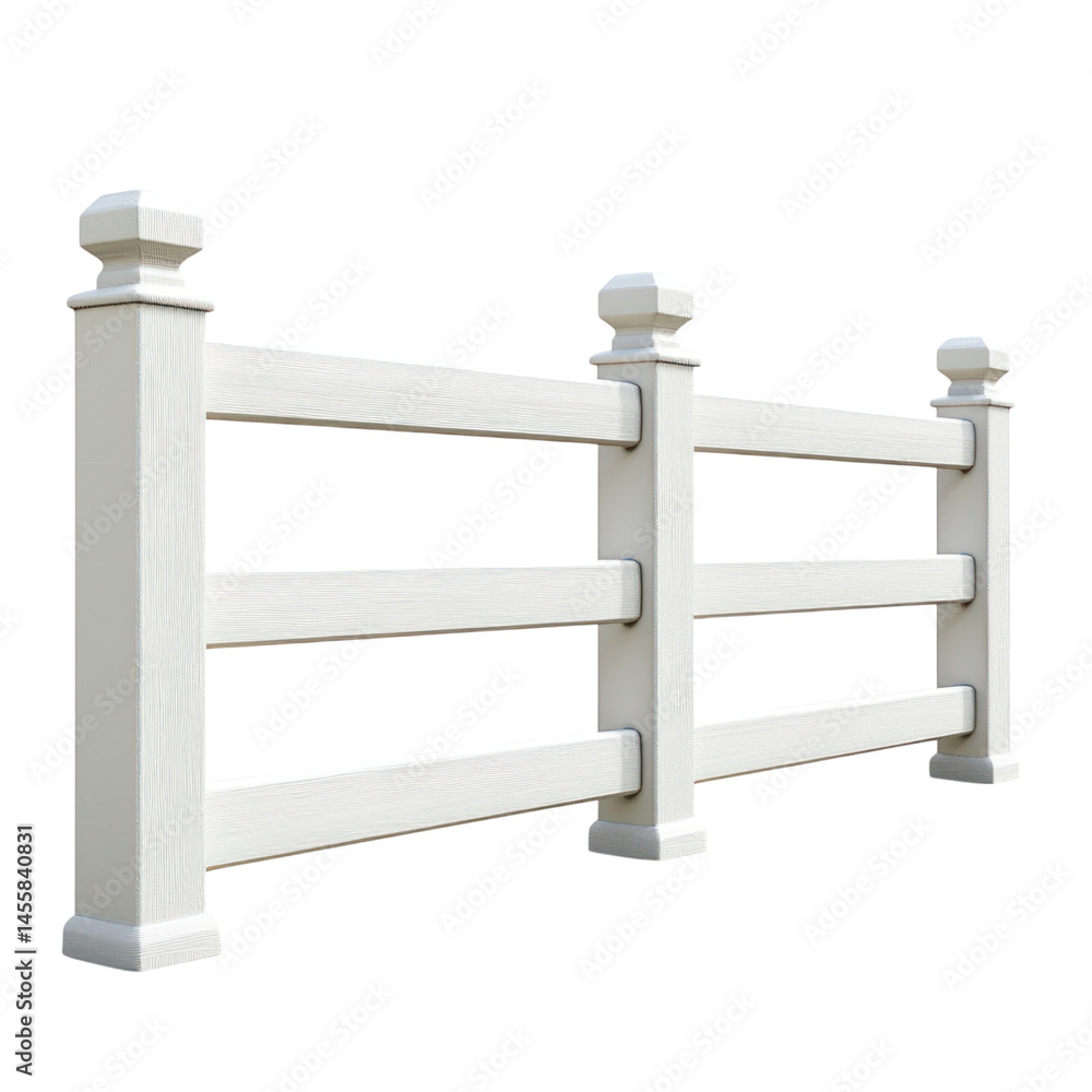 Fototapeta premium White Farm Fence with 3D Render.