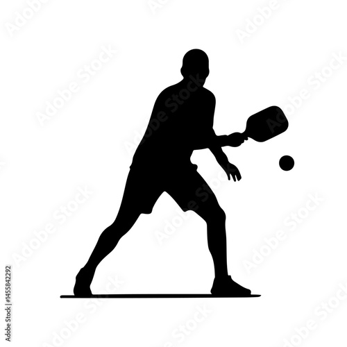 Pickleball Player silhouette vector flat illustration design.