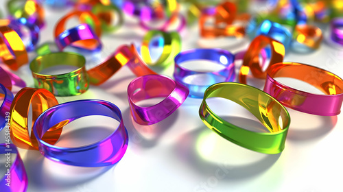 Wallpaper Mural Vibrant party streamers, various colors, close-up, glossy ribbons, confetti Torontodigital.ca