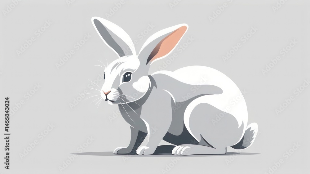 Fototapeta premium Flat Rabbit Vector Icon with Nose Twitch Animation for UI and App Design