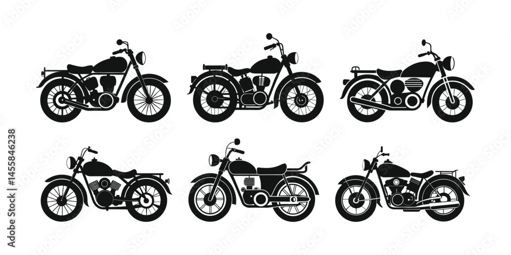 Obraz premium vintage bike silhouette vector, motorbike silhouette vector