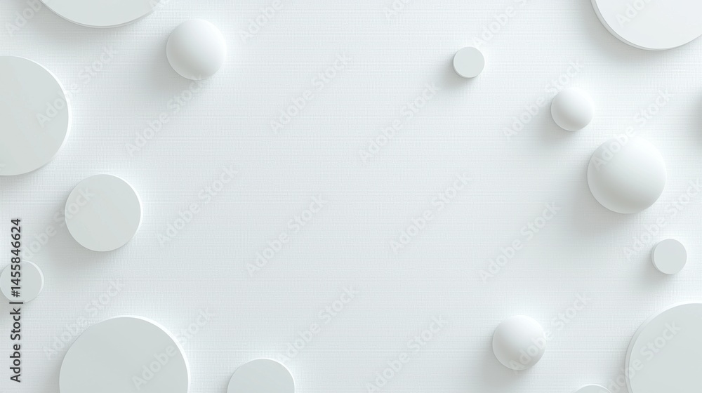 A white background with white circles and spheres. A white background with white circles and spheres.