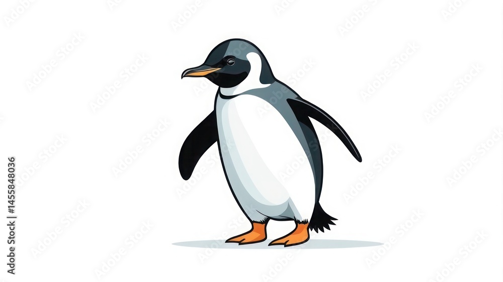 Obraz premium Cute Penguin Animated Icon in Minimalist Flat Vector Style for UI Elements