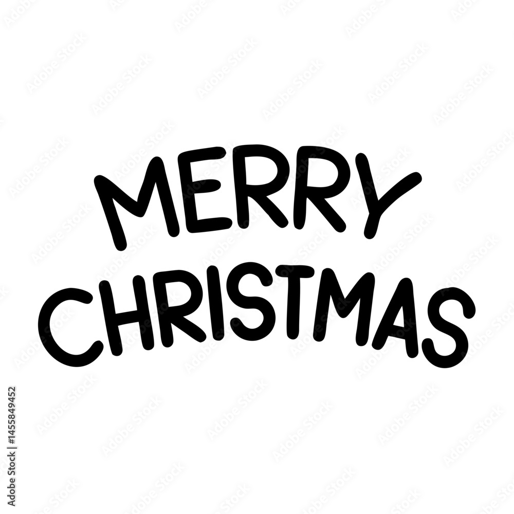 Fototapeta premium Merry Christmas text in playful font on a white background 