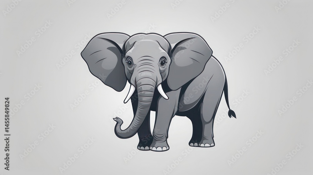 Fototapeta premium Subtle Animated Elephant Icon in Flat Vector Style for UI and Interfaces
